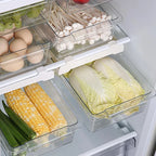 Kitchen Storage Box Fruit Vegetable Preservation Organizer Transparent Egg Container Under-Shelf Refrigerator Drawer